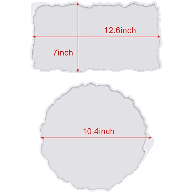 

Tray Silicone Mold 2 Pieces Tray Silicone Mold Kit Irregular Epoxy Resin Tray Molds for DIY Crafts (Rectangle+Round)