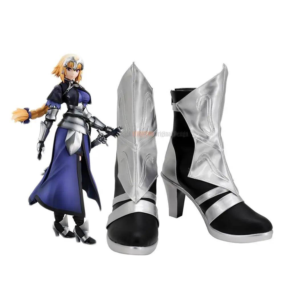 Fate Jeanne Shoes Cosplay Fate Apocrypha Ruler Jeanne Cosplay Boots Silver Shoes Custom Made