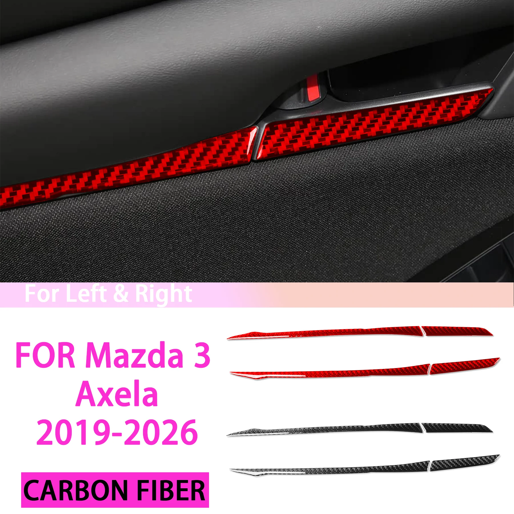

Car Door Interior Armrest Decorative Strip Cover Interior Accessories FOR Mazda 3 Axela 2019-2026 Carbon Fiber Stickers