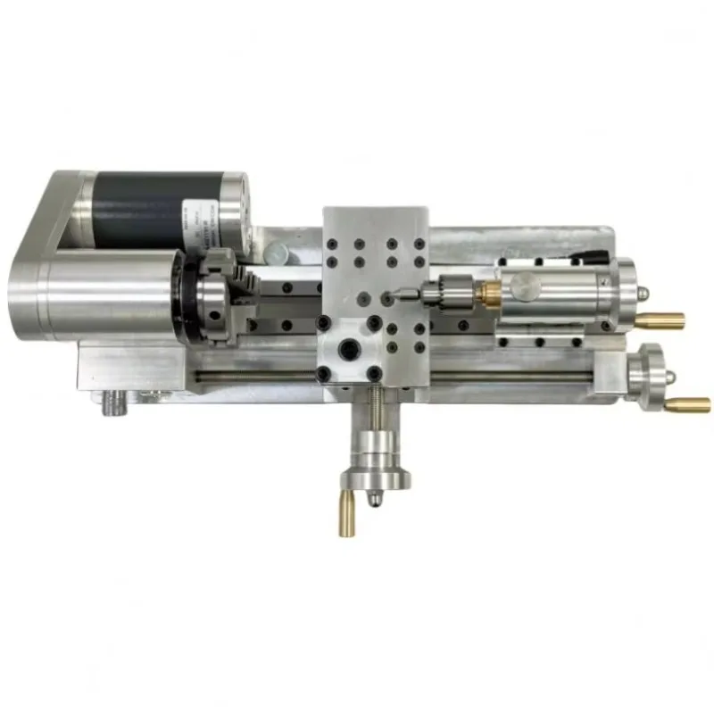 DIY Mini Horizontal Lathe For Metal Woodworking Desktop Tool AC220V Manual Lathe Machine BT50 Spindle 4-Station Tool Post