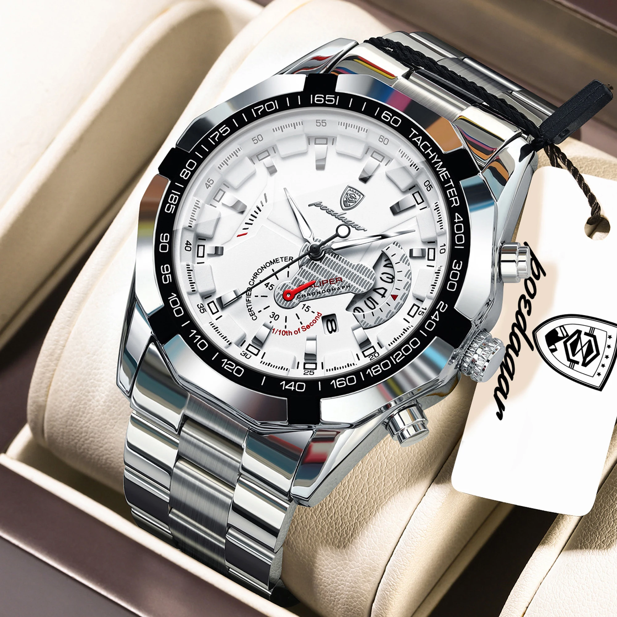 POEDAGAR High Quality Man Wristwatch Waterproof Luminous Date Youth Men Watch Stainless Steel Quartz Fashion Men's Watches Reloj