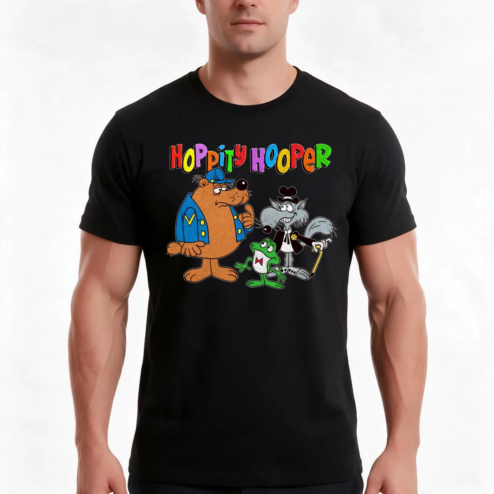 Tribute-to-Jay-Ward,-1960s-Hoppity-Hooper-and-Friends-Cartoon-Characters-Classic-T-Shirt Summer Casual Cotton Tee 100% Cotton