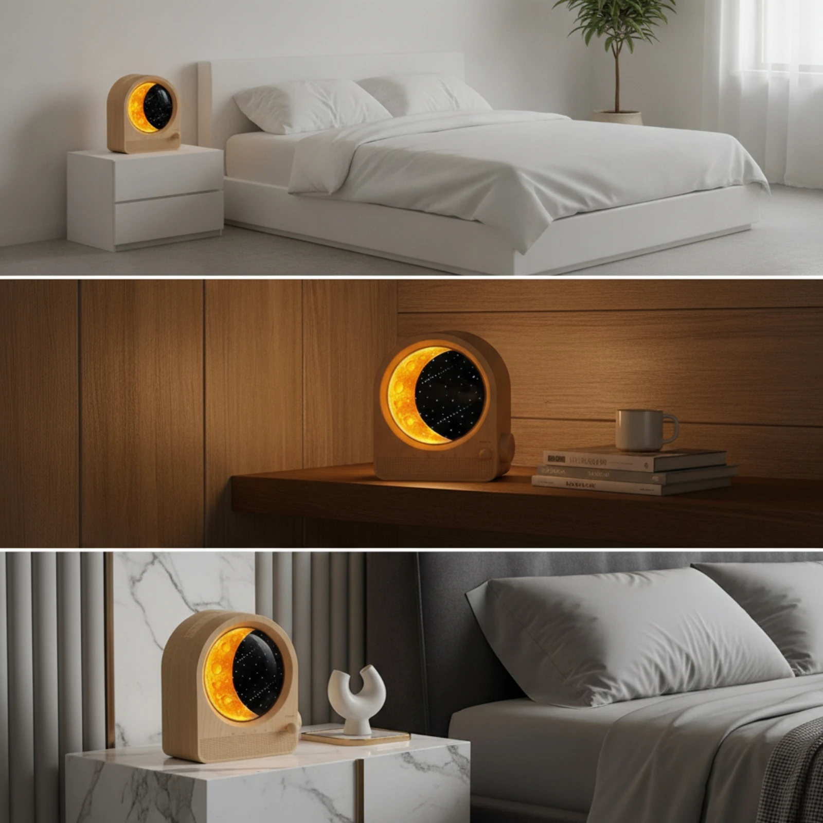 달빛 램프가 있는 디지털 나무 무늬 알람 시계, 침실용 - Led Moon Lamp 리뷰 및 가격