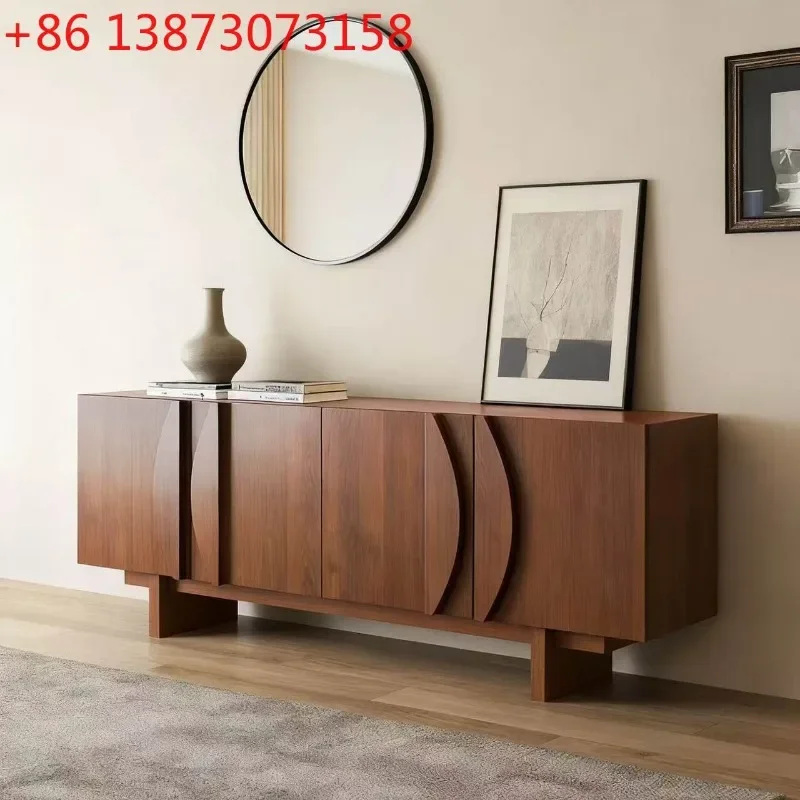 Half Moon Solid Wood Antique Living Room Floor to Wall Walnut Locker