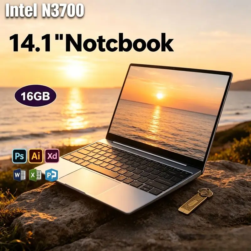 

Preloaded Genuine Windows11, 2026 New 14.1 Inch Portable Notebook Intel N3700 with 32GB DDR4 2TB SSD Is Reliable Daily Office Co