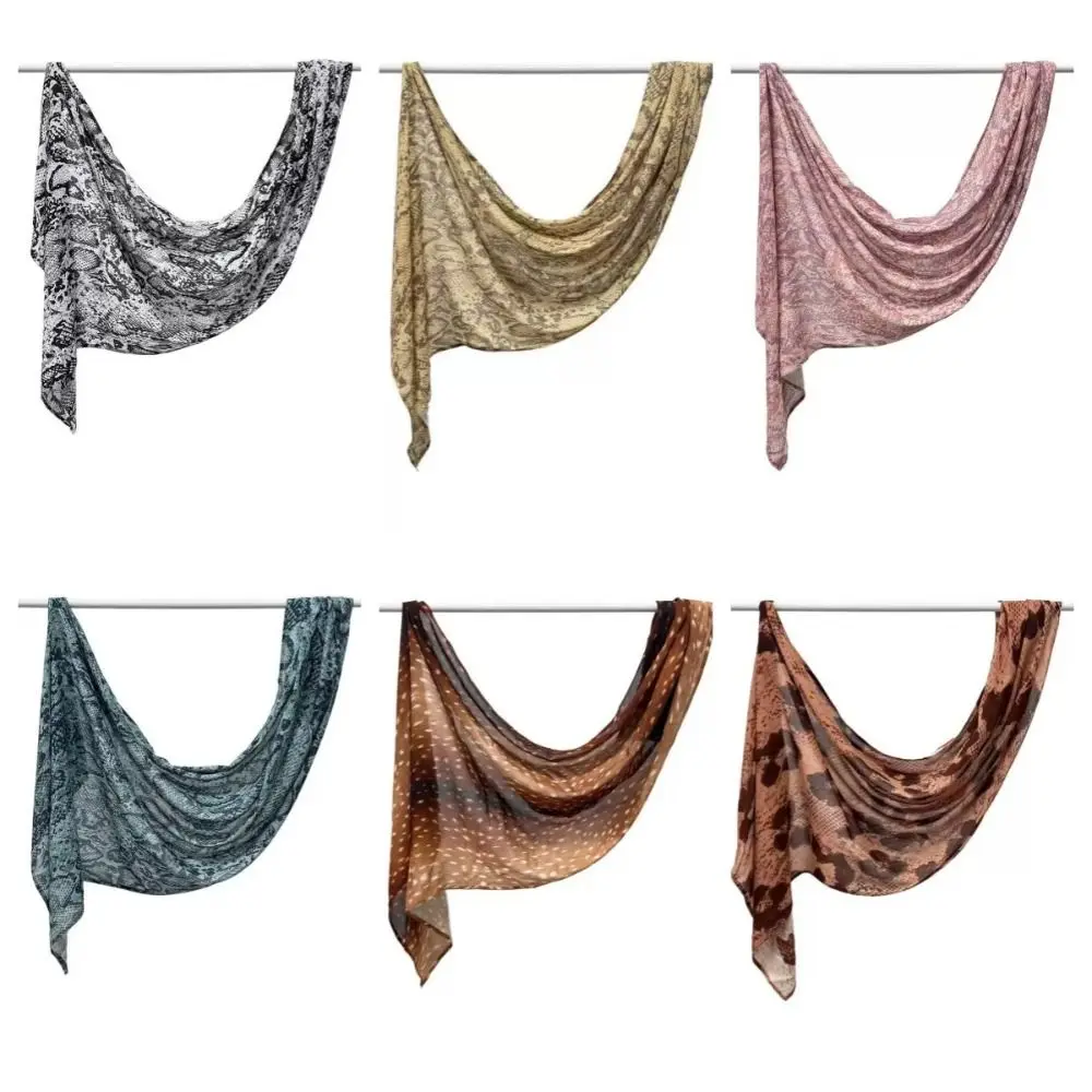 Fashion Animal Print Hijab Scarf Long Modal Islamic Turban All-march Wide Edge Wraps Shawl Party