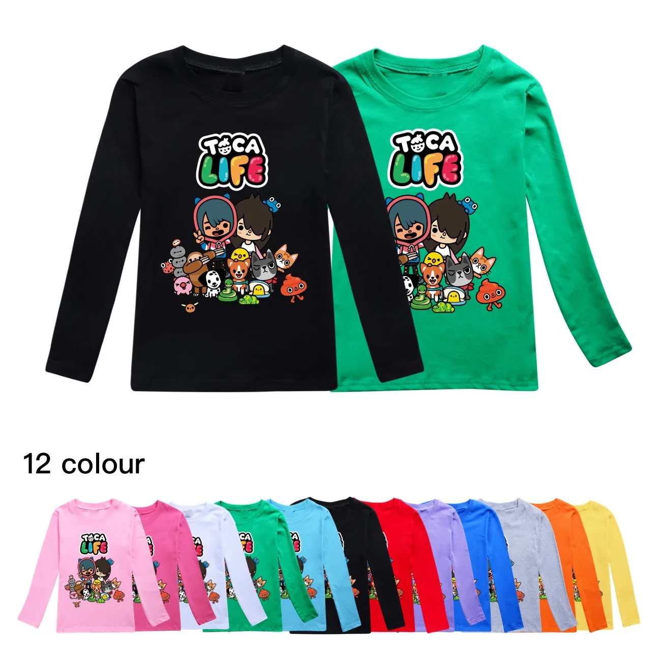 Fashion Cartoon Toca Life Clothing Children T Shirt Boys Girls Cotton Long Sleeve Baby Tees Tops Toddler Kids Clothes Casual1871