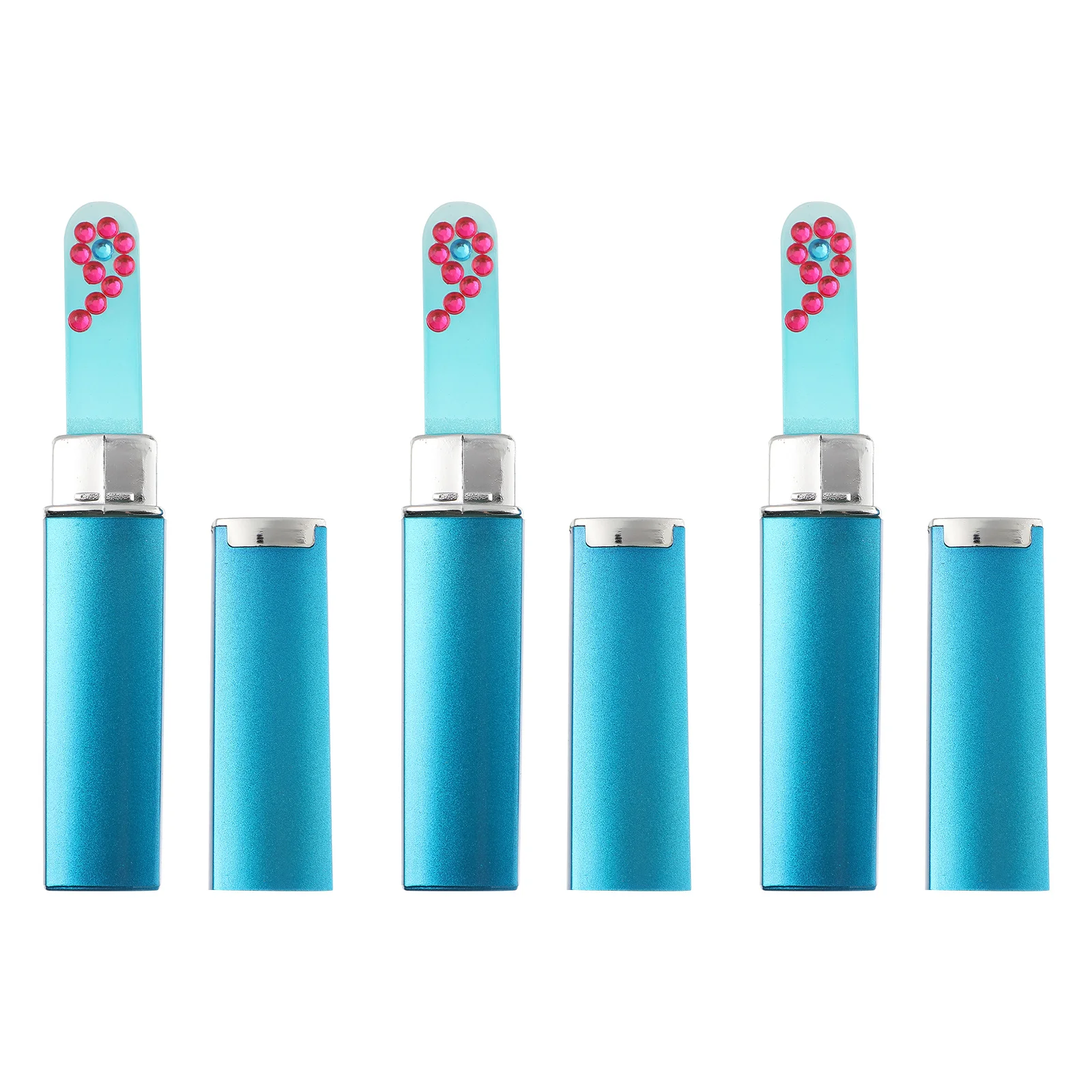 3 Sets Maniküre-Werkzeug, Nagelpolierer, Puffer, Heimgebrauch, Akten, Glasbehandlung, blaue Farbe