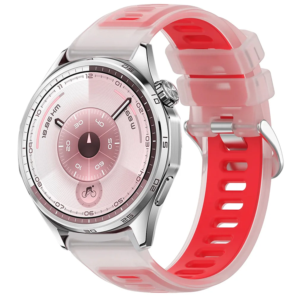Semi-Transparent Sports Silicone Strap For Huawei Watch GT6/GT5/4/3 46mm Two-Tone Bracelet for Huawei GT6/GT5 Pro 46mm Wristband