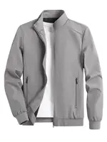 Chaqueta informal fina de primavera y otoño para hombre, cárdigan con cuello levantado de Color sólido, chaqueta informal versátil para deportes al aire libre para hombre