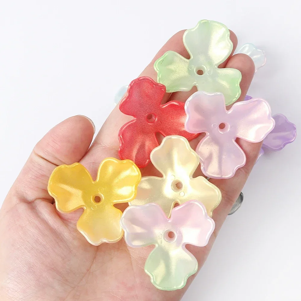 10pcs 36mm Acrylic Petals Tray Large Flower Bead Caps For DIY Hairpin Earrings Jewelry Making Accessories