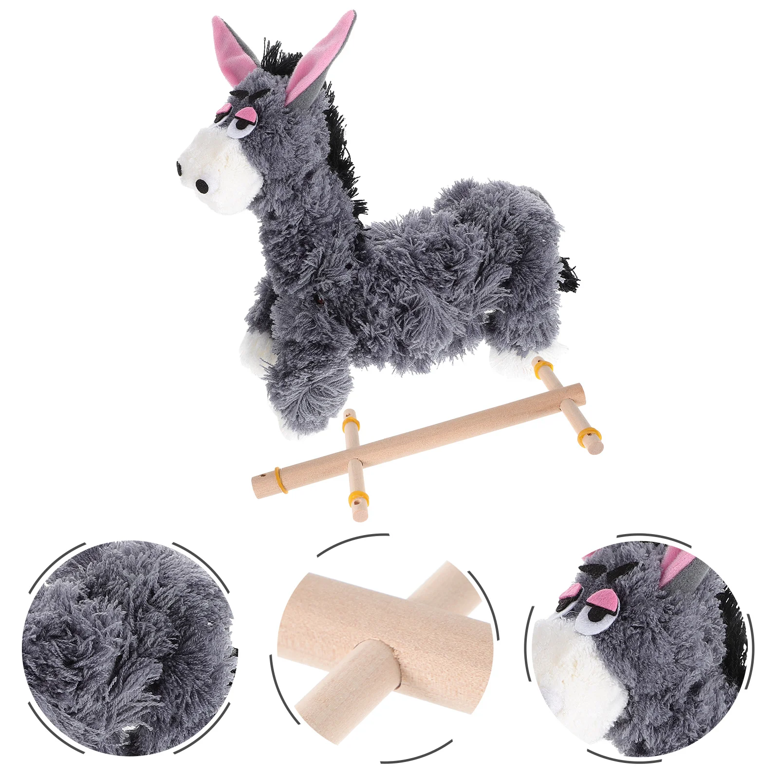 Marioneta de burro, marionetas únicas, juguete de peluche interactivo para niños, juguetes de animales de madera de pino, relleno para padres e hijos para niñas