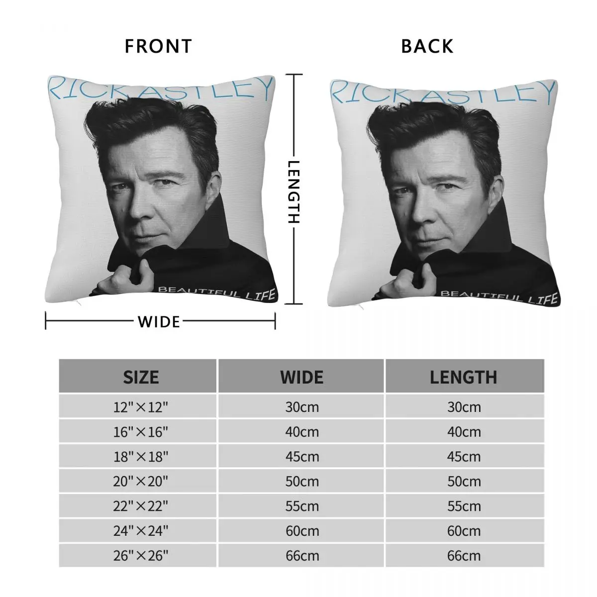 Rick Astley Beautiful Life Square Pillowcase Polyester Linen Velvet Printed Zip Decor Pillow Case Sofa Cushion Cover