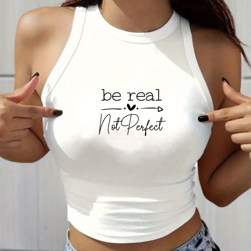 

Женский короткий топ без рукавов в американском стиле ретро Y2K, новая летняя креативная футболка с буквенным принтом