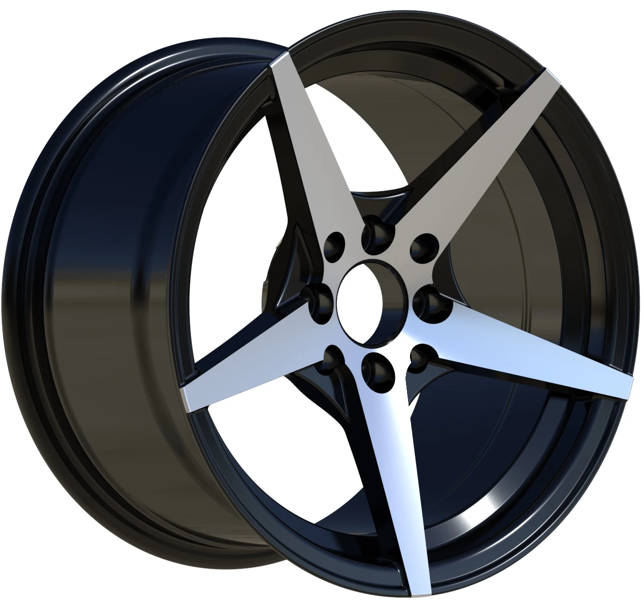 5x100 5x1143 Concave Design Passenger Car Wheels Rims 5 Holes 17 18 19 Inch Alloy Cast New Five Spoke 40mm ET 25mm MOQ 4 Pieces