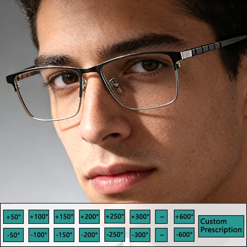 

Сверхлегкие высококачественные оправы для очков из чистого титана, мужские очки для чтения, деловые очки для коррекции близорукости, оптические очки по рецепту