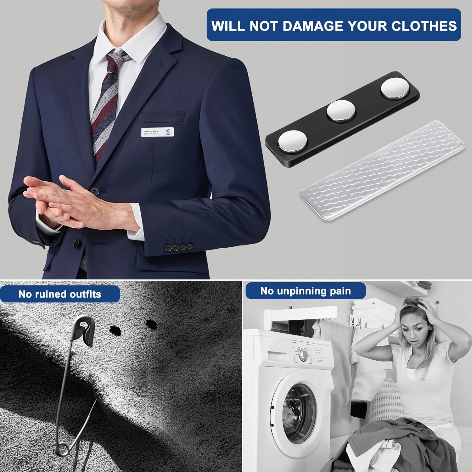 10/30pcs Magnetic Name Badge Holders with Strong Magnetic Clips - Durable Iron Name Tags for Office- Secure Name Display