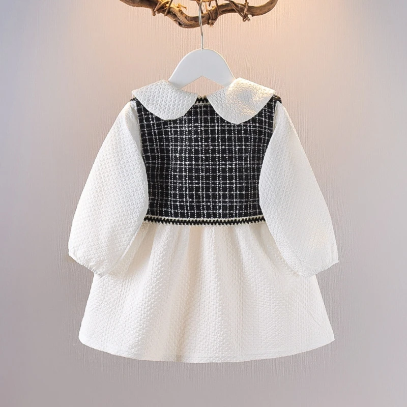 Princess Dress Child Girl Baby Autumn Suit Girl Dress Two Piece Set Lady Dress With Black Vest