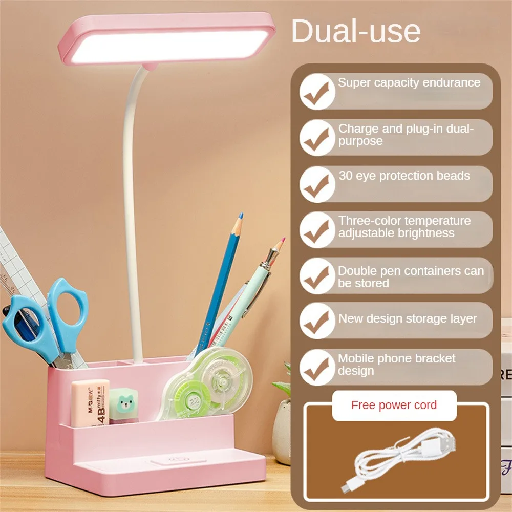 

Rechargeable LED Desk Lamp 3-color Dimmable Touch Foldable Eye Protection Table Lamp Office Bedroom Study Reading Lamp DC5V USB