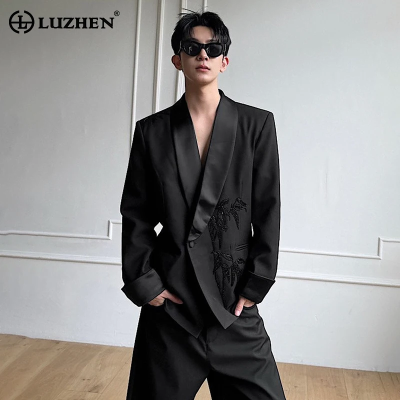 LUZHEN 2026 New Trendy Embroidery Floral Pattern Luxury Casual Blazer Coat Men's Fashion Handsome Elegant Male Clothes JY8733