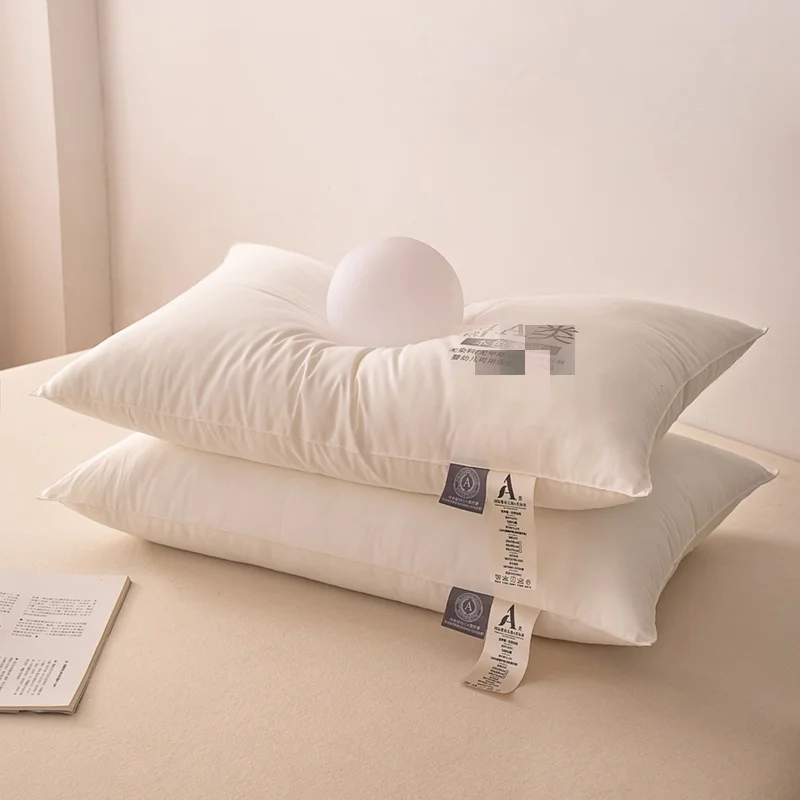 2pcs Pure Cotton Face Bed Pillow Polyester Fiber Filling Japanese Brief Neck Support Low Pillows 40x60 Home Dorm Adult Student