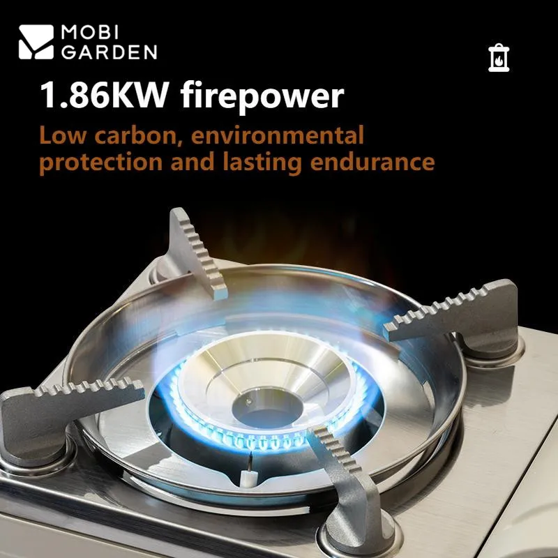 MOBI GARDEN Portable Outdoor Gas Stove 1.86KW High Power Windproof Hot Pot Cassette Furnace Ultralight 1kg Camping Picnic Stove