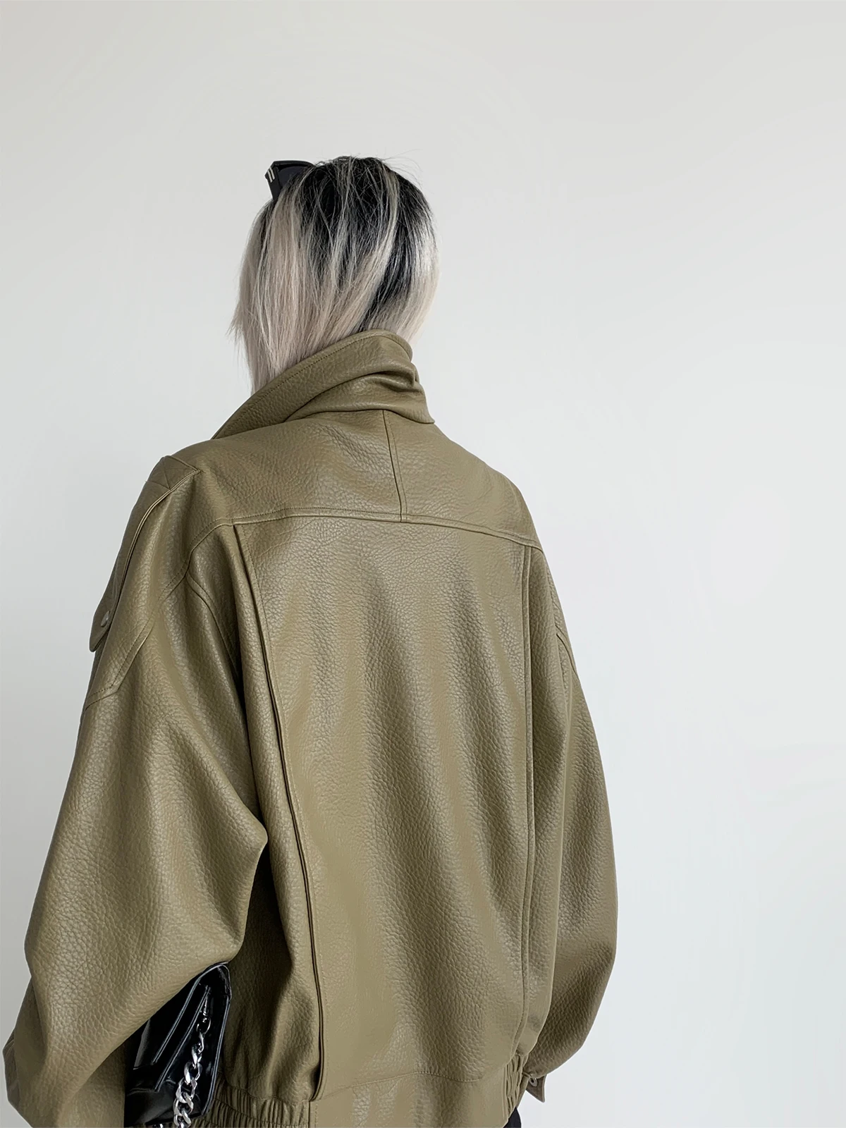 American Sle Motorcycle Leather Jaet Women's Spring Autumn Outerwear Berlin Street Sle High Waist ape PAPERLLL