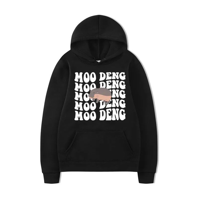 

Moo Deng Cute Baby Hippo Men's Women's Winter Fashion Oversized Sweatshirts Y2k Clothing Streetwear Retro Harajuku Hoodies Male