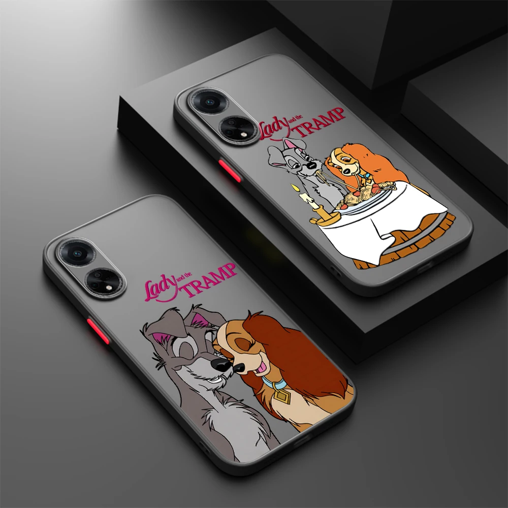 Lady And The Tramp Disney For Oppo A98 A78 A94 A76 A74 A73 A54 A53 2020 Reno 8 7 6 5 5G Frosted Translucent Cover Capa Fundas