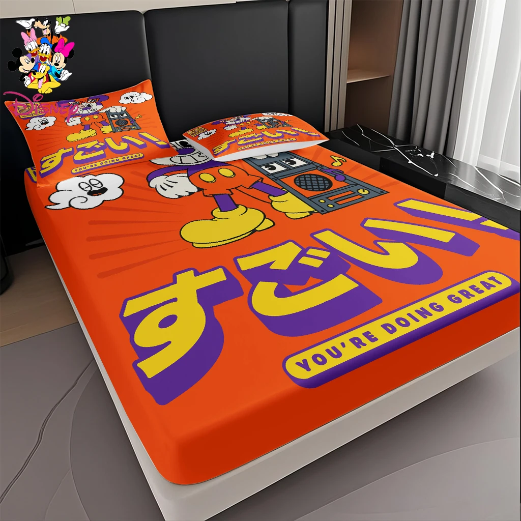 مجموعة ملاءات ديزني ميكي المجهزة مكونة من 2/3 قطعة، طباعة رقمية مريحة ولطيفة وناعمة هدية العيد للعائلة والأصدقاء