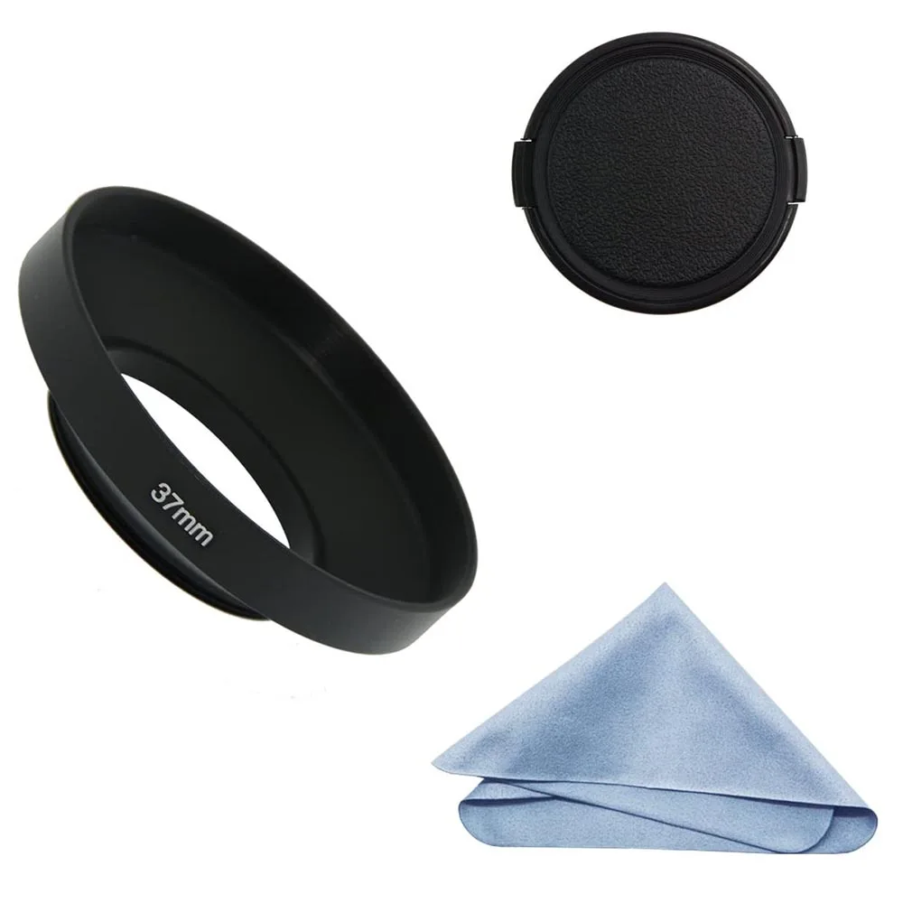 SIOTI 37/39/40.5/43 Wide Angle Short Focus Lens Hood+Cleaning Cloth+Lens Cap for Fuji/for Nikon/for Canon Standard Thread Lens