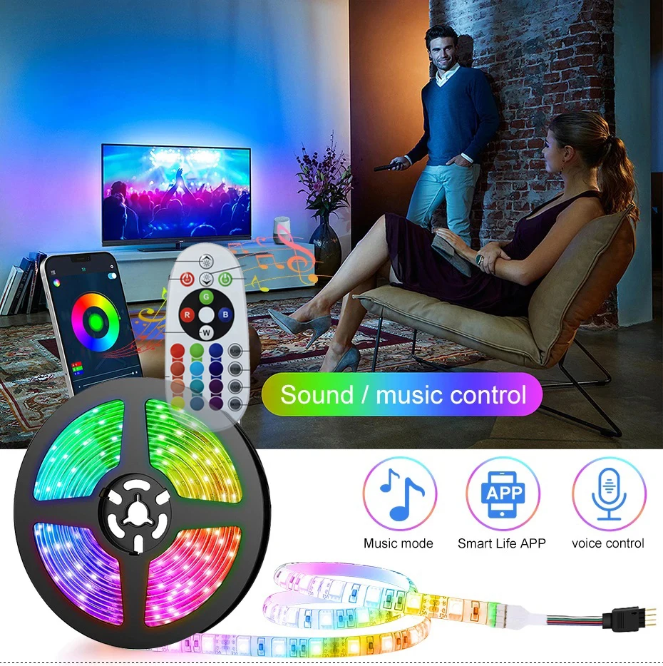 

10M USB LED Strip Light Bluetooth RGB 5050 5V Syn Lights Flexible LED Lamp Tape Ribbon TV Desktop Screen BackLight Diode Tape