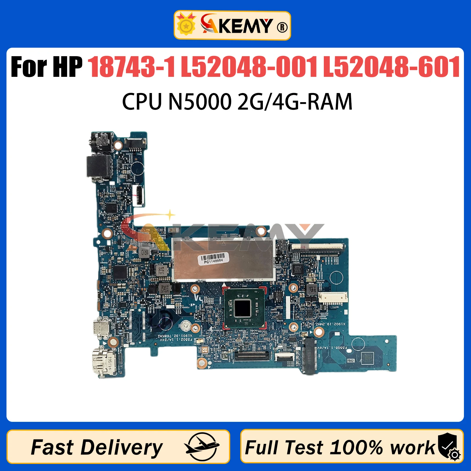 

For HP Pavilion X360 11-AP 11M-AP Laptop Motherboard 18743-1 With N5000 CPU 2G4G-RAM 100% Tested OK