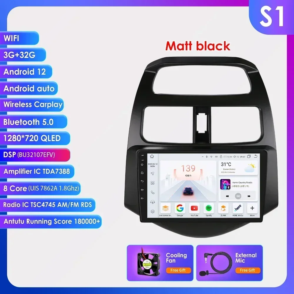 Hizpo Android 13 Autoradio Multimedia Voor Chevrolet Spark Beat Matiz Creatieve 2010-2014 Navigatie GPS Video Player 8 Core 7862