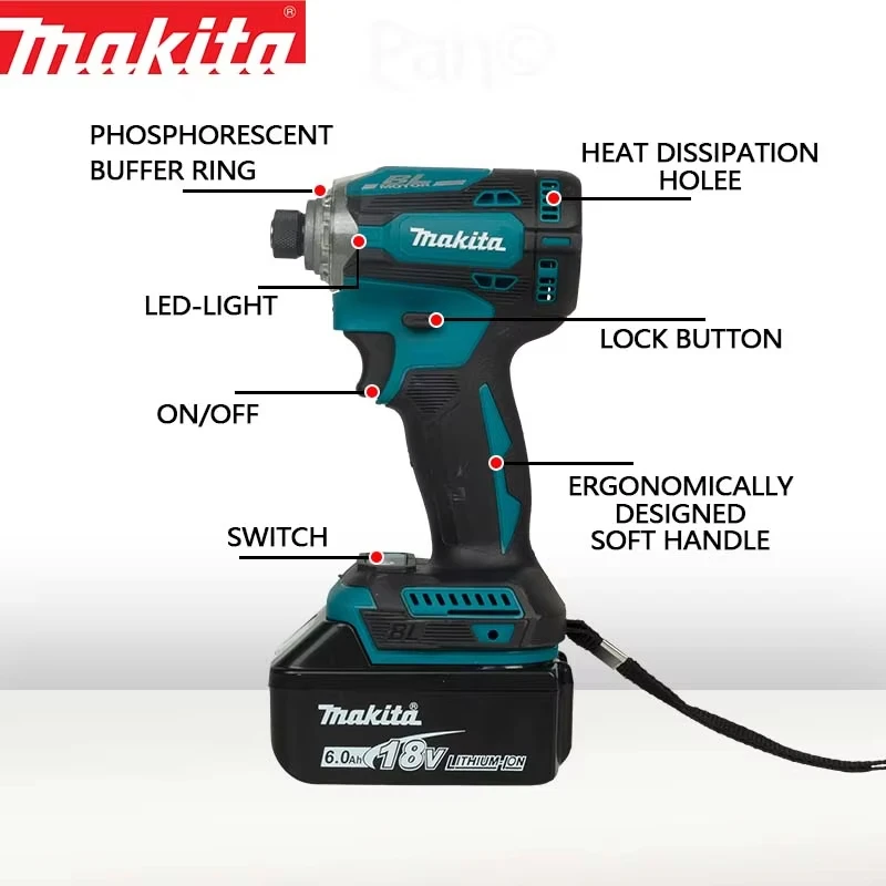 Imagem -06 - Makita Dtd171 3600rpm Brushless Impact Driver High Torque Cordless Screwdriver Recarregável Ferramentas Elétricas para 18v Bateria de Lítio