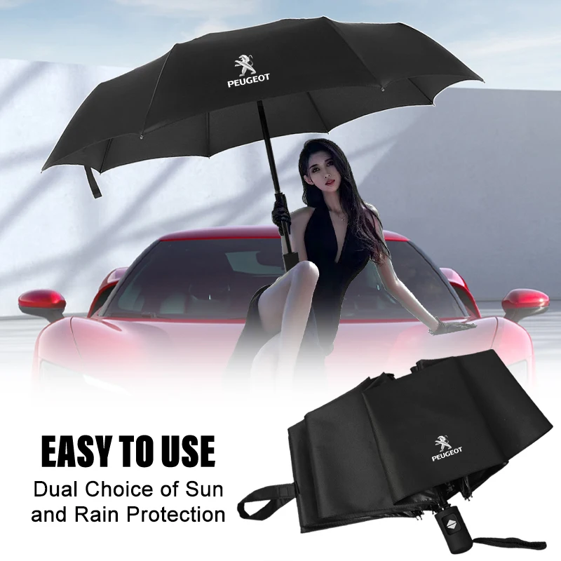 

Car Folding Umbrella Portable Automatic Sunshade Emblem Car Accessories For Peugeot 308 206 207 407 607 108 208 301 308 508 608