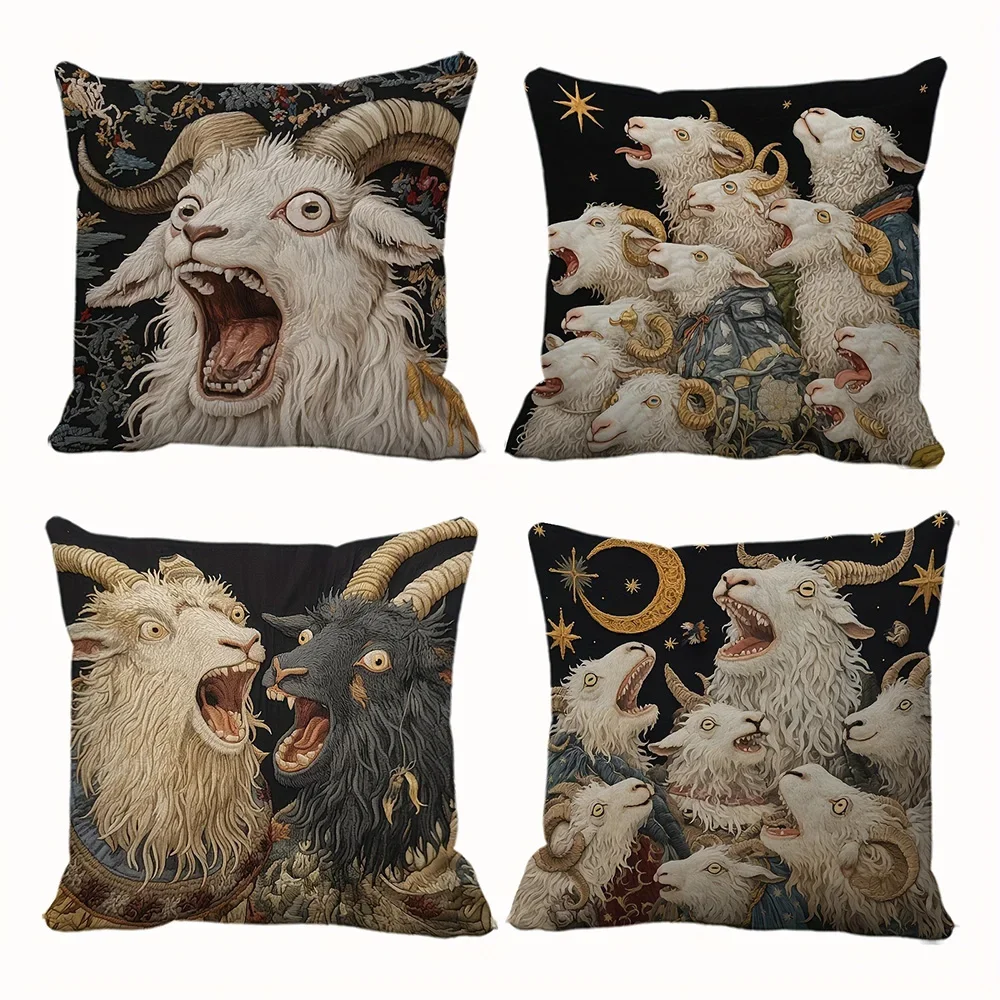 Exquisitas fundas de cojín con estampado de cabra: decoración inspirada en fantasía para su hogar, funda de cojín para sofá