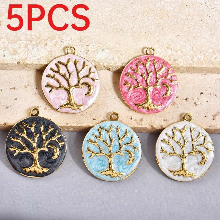 Vintage Fashion Earrings - 5Pcs Stainless Steel Tree Of Life