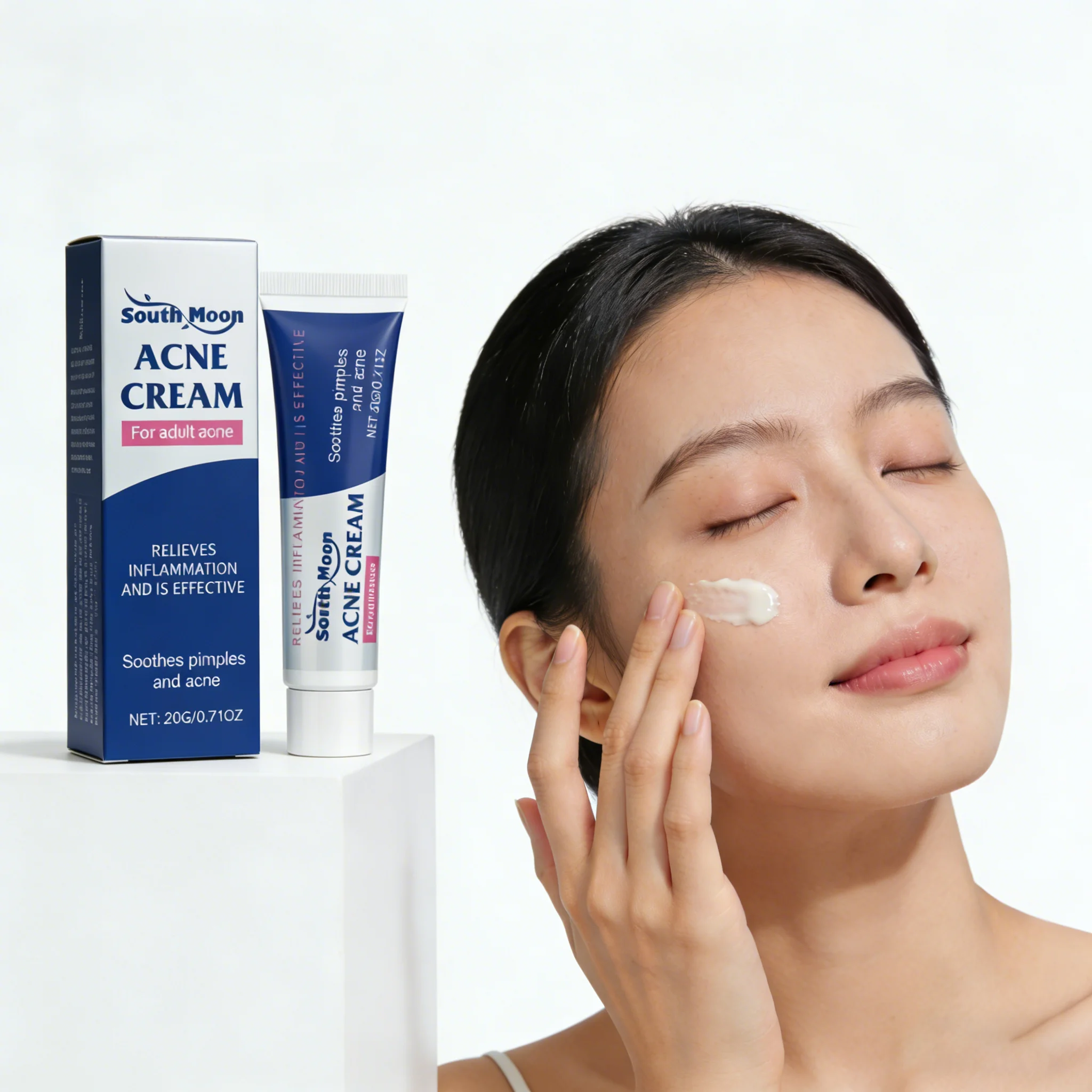 South Moon-crema antiacné, Control de aceite, reparación de manchas de espinillas, eliminación de marcas de acné, limpieza refrescante, hidrata la piel, crema retráctil de poros