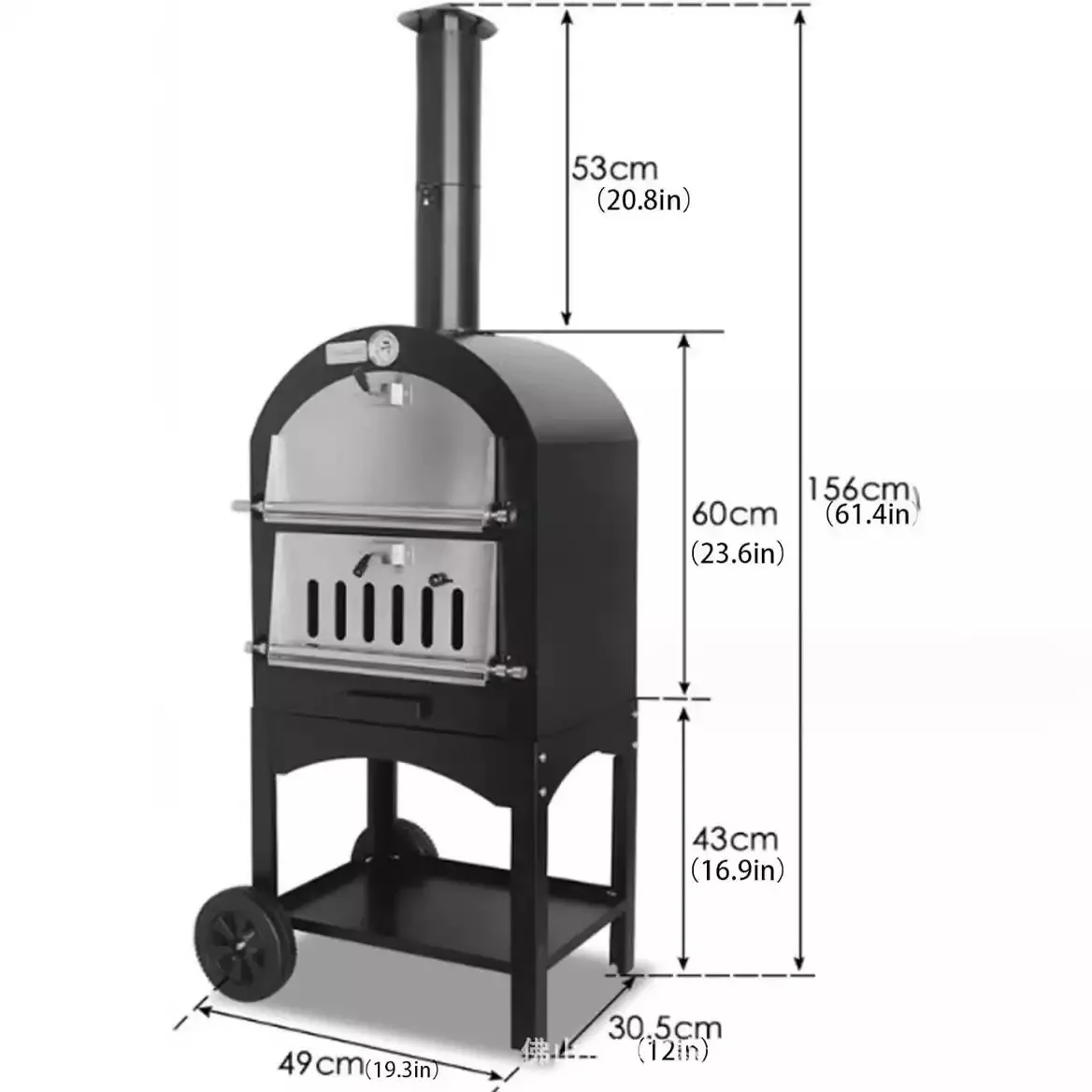 Parrilla de barbacoa para el hogar, cocina, patio trasero, actividades modernas de 16 pulgadas, horno portátil para Pizza al aire libre con fuego de madera y carbón