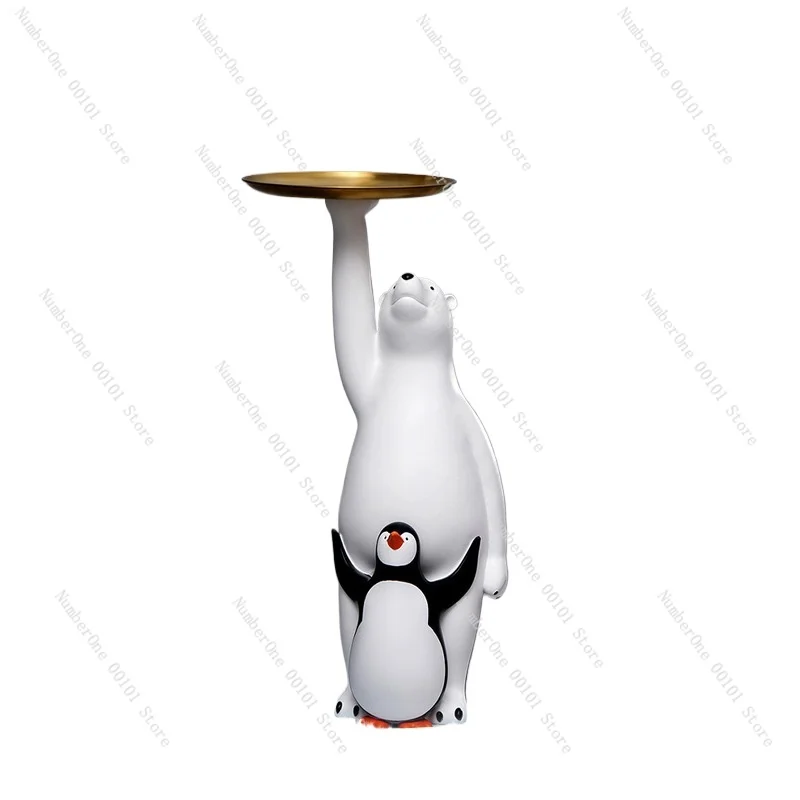 

Home Office Floor Ornaments Polar Bear Penguin Tray Storage Resin Crafts Home Floor Decorations