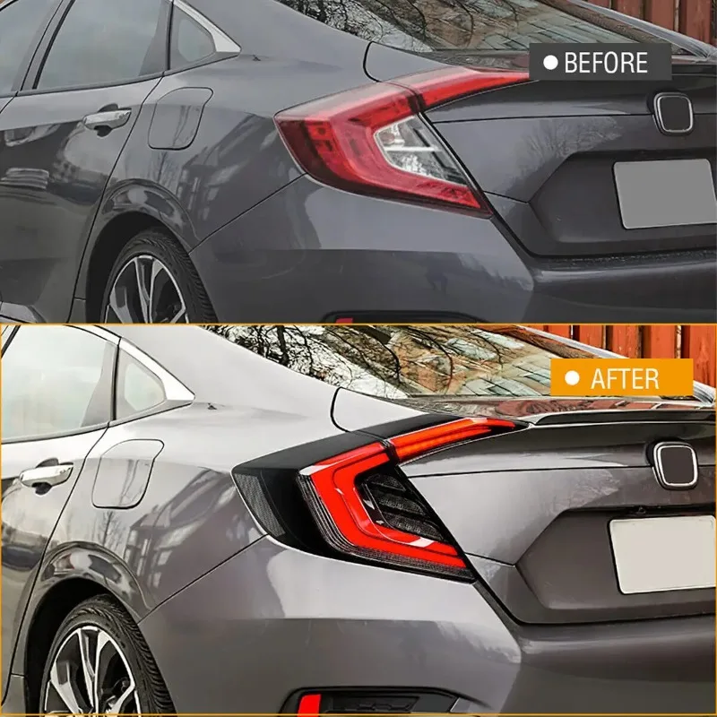 For Honda Civic Sedan 2016-2021 1Pair LED Sequential Turn Signal Tail Lights Smoke Brake Lamps Plug and Play