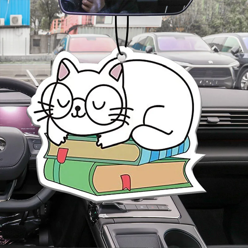Cat Sleeping on a Book Intercontinental Hotel (Hotel Scent) Car Fragrance Tablets, Wardrobe Air Freshener, Perfume, Rearview Mirror Decoration, Car Interior Pendant, Natural Scent Air Purifier, Anime Cartoon Toilet Fragrance Sachet, Living Room Office Room Bedside Hanging Ornament