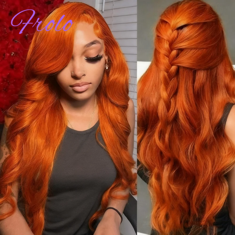 

Orange Ginger Hd Lace Wig 13x6 Human Hair 350 Ginger Colored Body Wave Human Hair Wigs Pre Plucked Brazilian Lace Frontal Wig