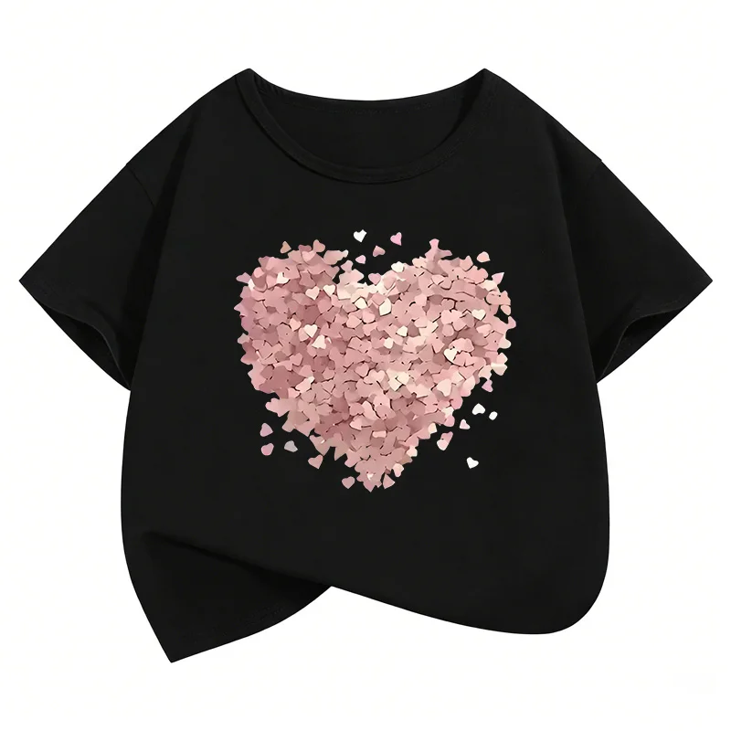 Love Heart Funny T Shirts Fashion Short Sleeve Kids Children's T-shirt Boys Girls O-Neck Summer Spring Casual Y2k Top Tee Shirts