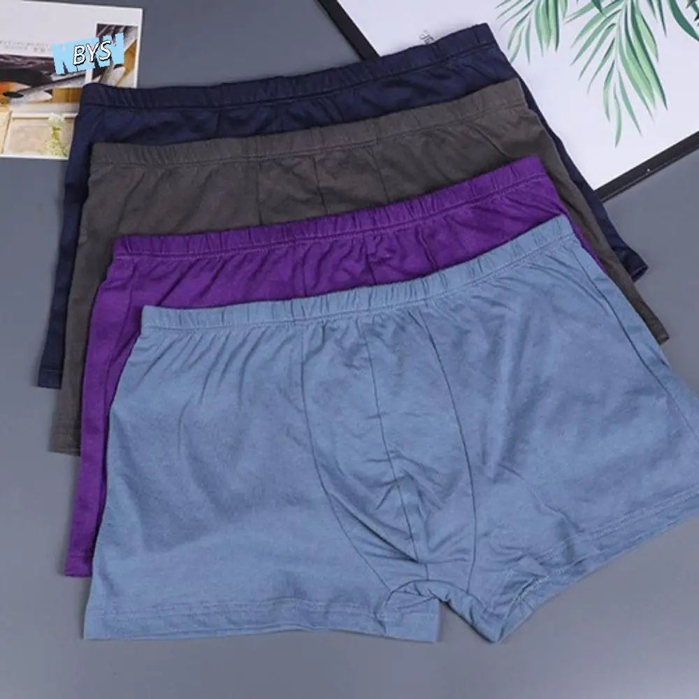 

5PCS Comfortable Loose Cotton Boxer Briefs Mid Waist Panties Underwear for Men Lingerie Simple Shorts Underpants Gifts