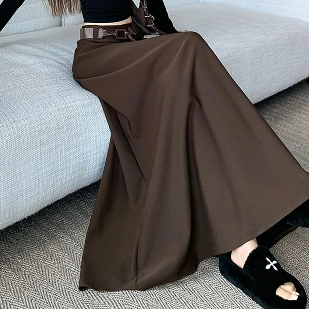 Spice Girl High Waist Skinny A-shaped Long Dress Women's Autumn New Korean Version French Retro Loose Hip Covering Skirt