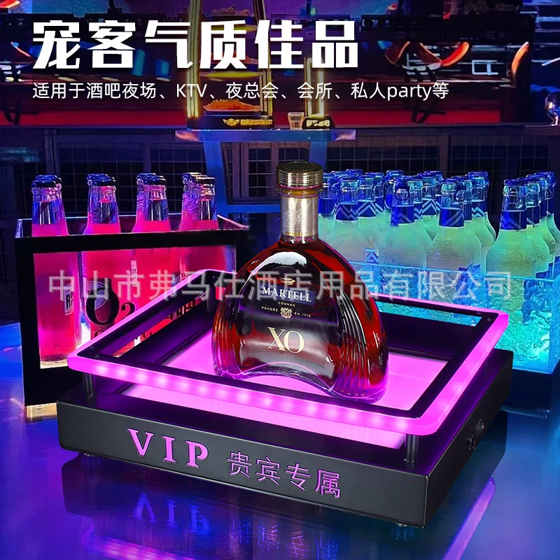 

Spade A Champagne King XO Bar KTV Stainless Steel Laser Luminous Stand Rack LED Foreign Base Set