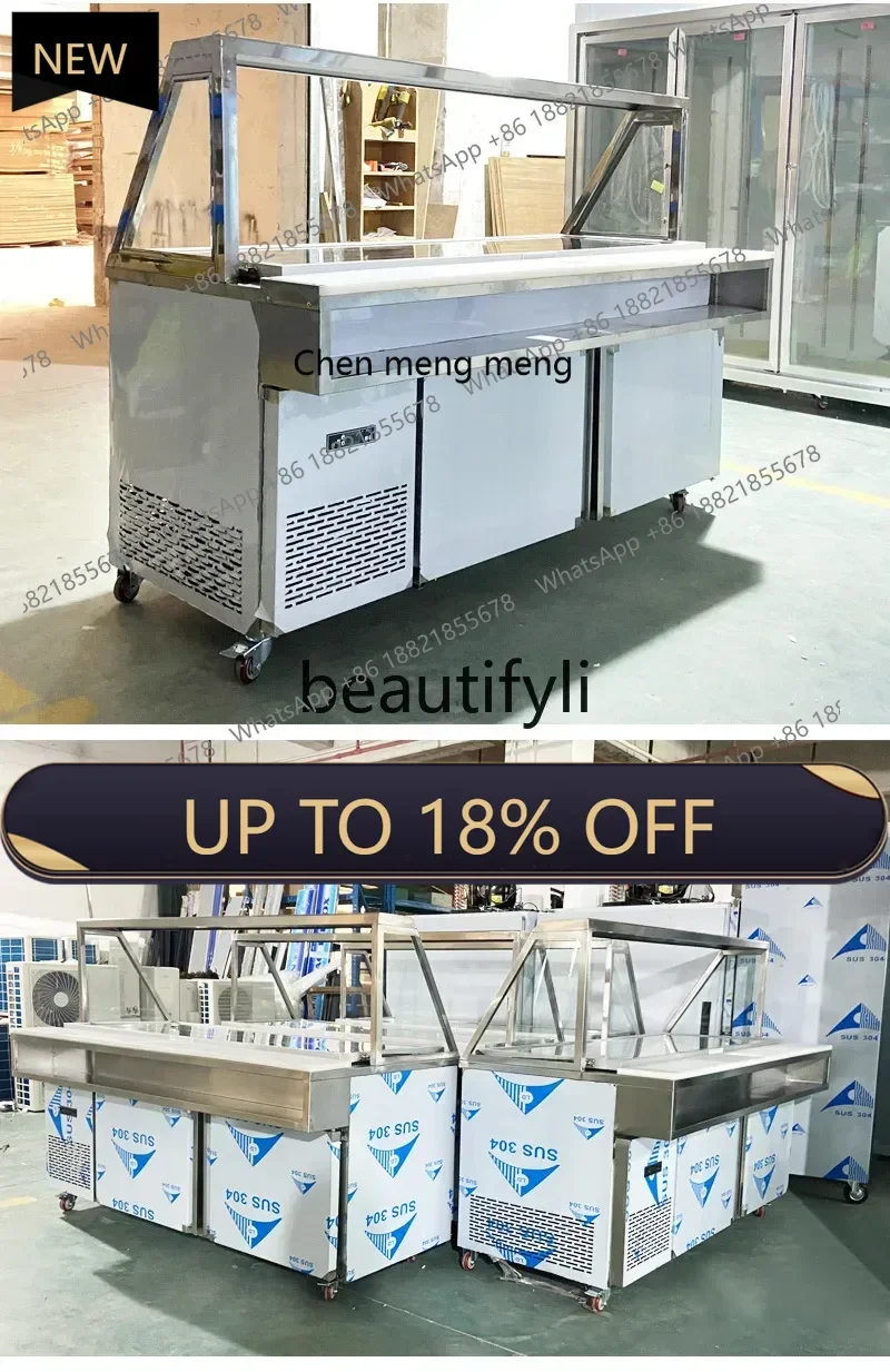 

Z189 Stainless Steel Cylinder Cabinet Refrigerated Noodle Vegetable Fruit Salad Cabinet Frost-Free Commercial Use
