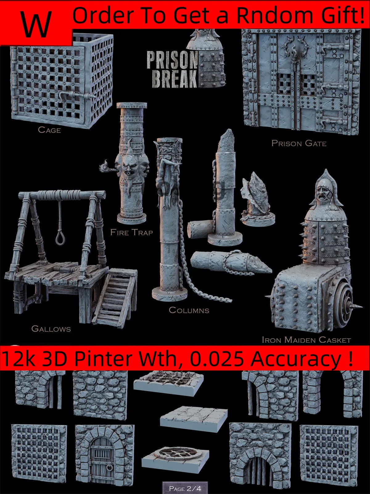 Miniaturowy Landform Dungeon Żółwie więzienne Żelazna klatka więzienna Virgin Filar Dnd Gra planszowa Model szachów wojennych